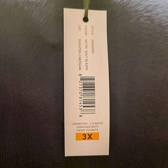 NWT 2X or 3X Navy Classic Pocket Cardigan - Picture 3 of 6